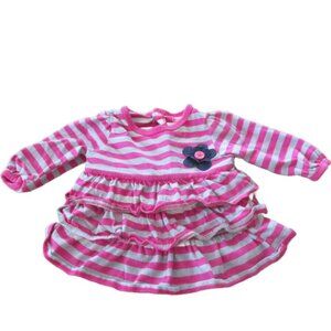 Carters Just One You Ruffle Shirt Girls Size 3M Gray Pink Stripe Long Sleeve Top